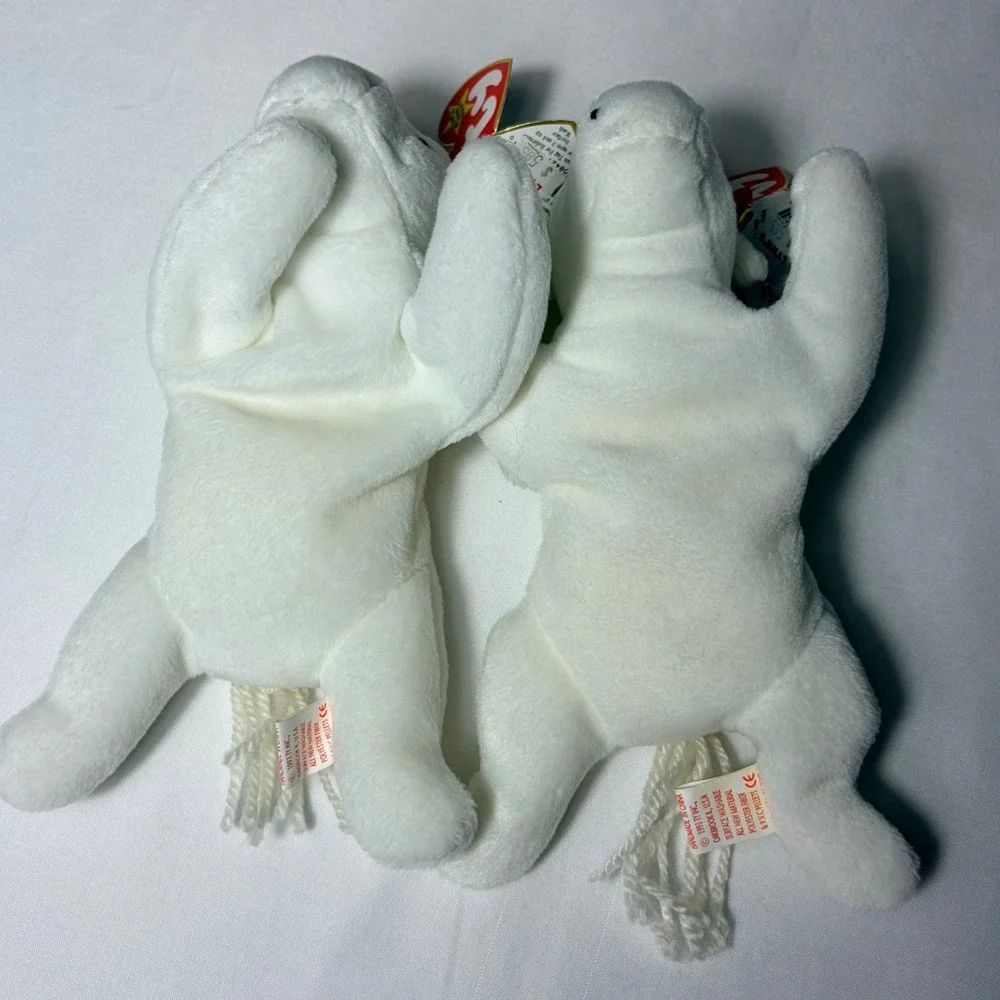 Ty Beanie Babies Mystic the Unicorn Set of 2 Style 4007 White Yarn Mane Vintage